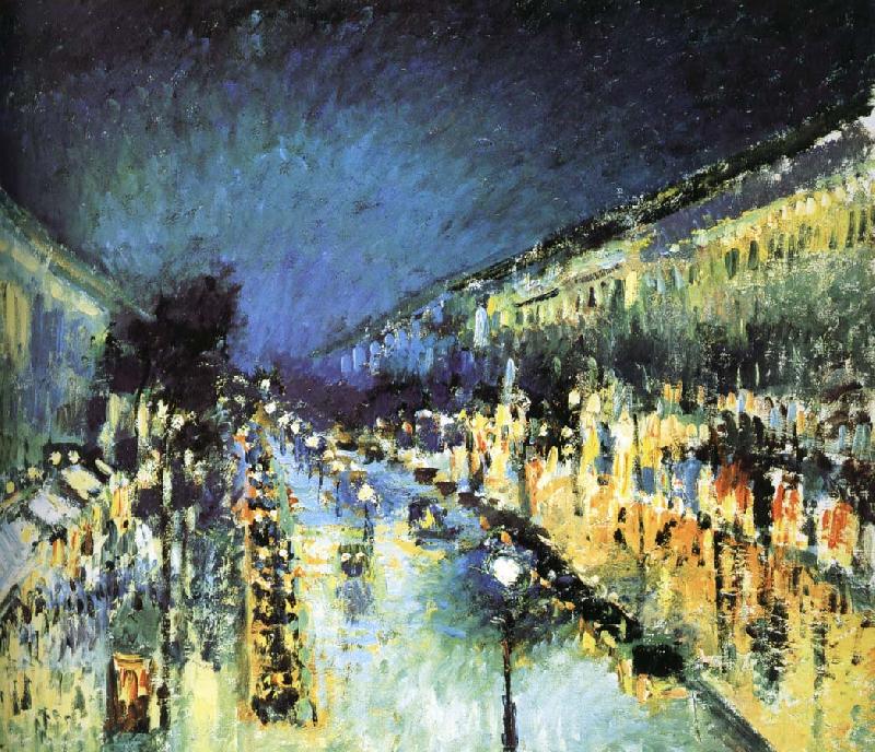 Camille Pissarro Montmartre Street Night oil painting picture